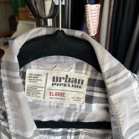 Urban Pipeline Shirt XL Plaid Long Sleeve Western Pearl Snap Flannel Pocket - Picture 2 of 2